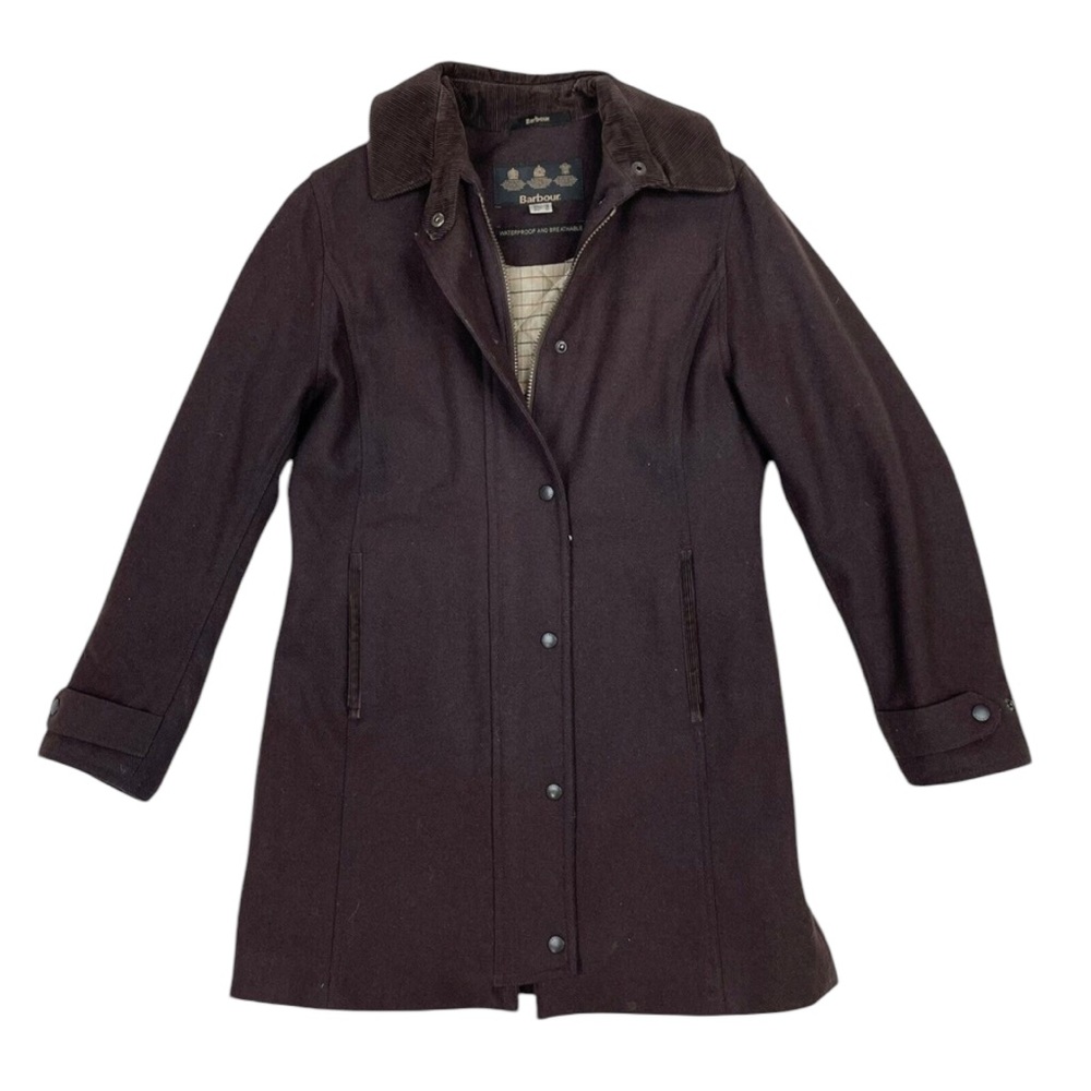 Barbour Brown Wool Corduroy Collar Long coat